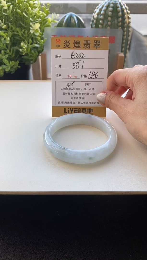 未镶嵌手镯翡翠圈口58.2编码B202
