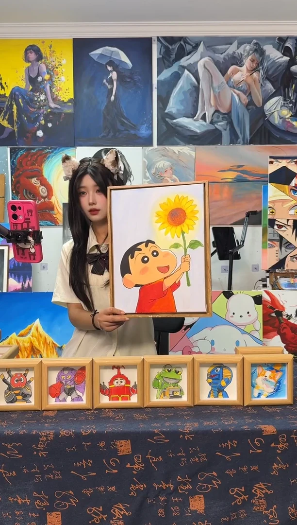 丙烯画江****.向日葵小新丙烯画x