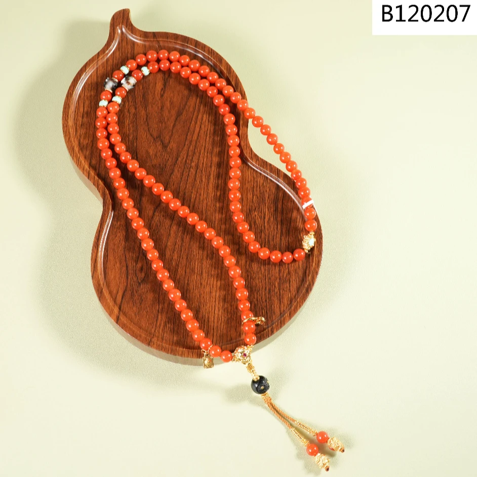 【老掌柜讲珠宝】南红冰红108项链8m+ B120207