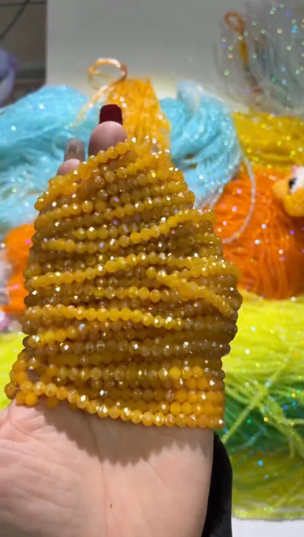 玻璃2878卡4水晶扁10条AB彩蜜蜡黄玉