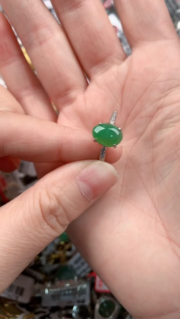 银S925镶嵌戒指翡翠5555----5