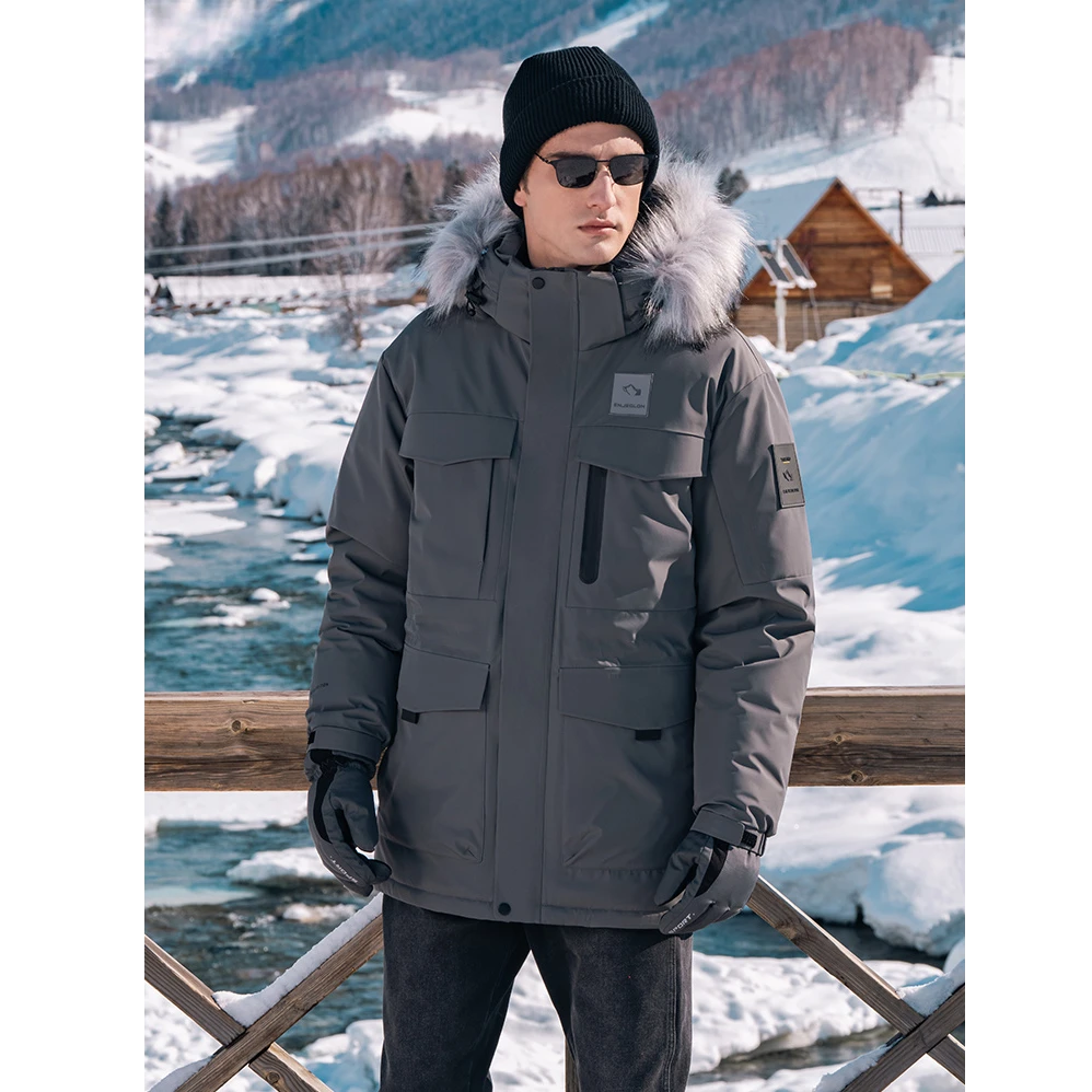 2025冬季男士高充绒极寒大毛领羽绒服男装中长款冬季工装派克外套