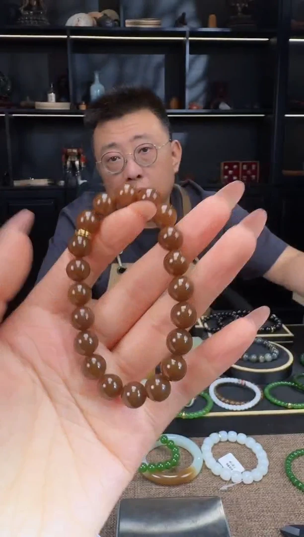颈饰未镶嵌和田玉10mm糖圆珠手串 藏物系列