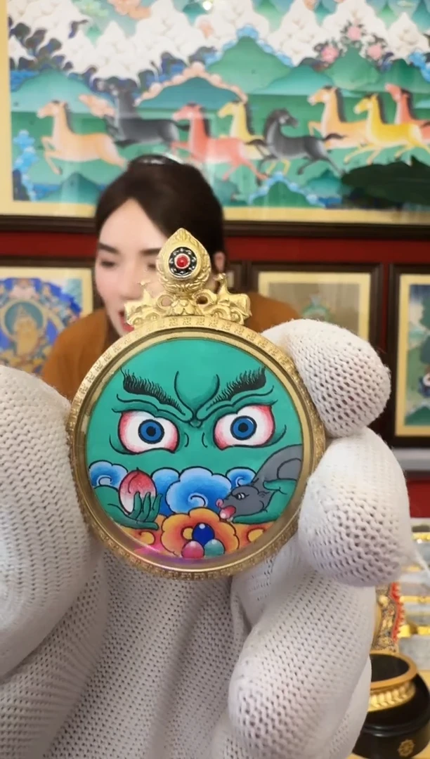 吊坠绿cc-热贡纯手绘唐卡 周毛