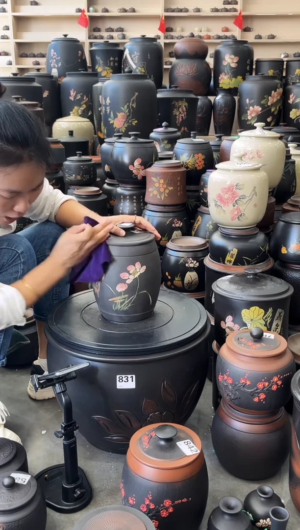 罐大瑕疵茶叶罐  高柱彩填 163