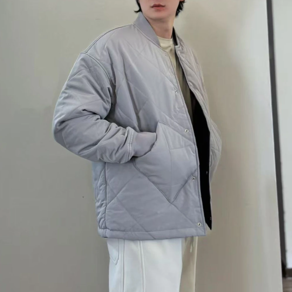 小渔烟灰色两面穿夹克外套加厚保暖经典款男装外套秋冬款