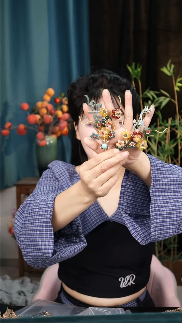烧蓝烧蓝石头软簪一组