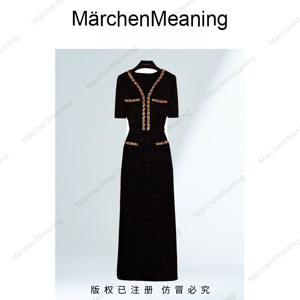 高腰秋季优雅见外包装拉链连衣裙针织礼服名媛气质风蒋蒋