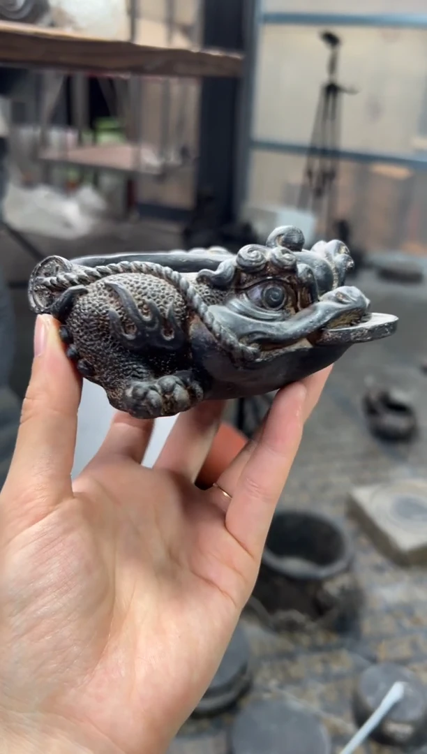 陶土【火山泥】金蟾盆