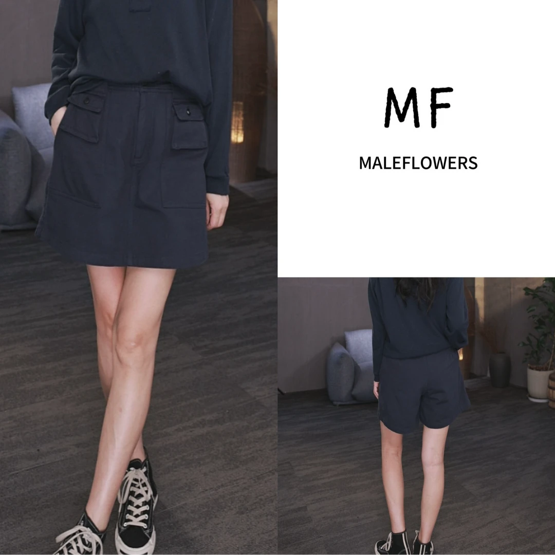 东倪MF 棉100短裙半身裙休闲百搭韩版假两件裙裤工装裙 85C88579