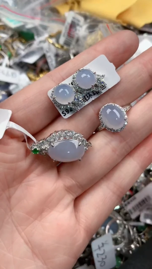 银S925镶嵌戒指翡翠15   8