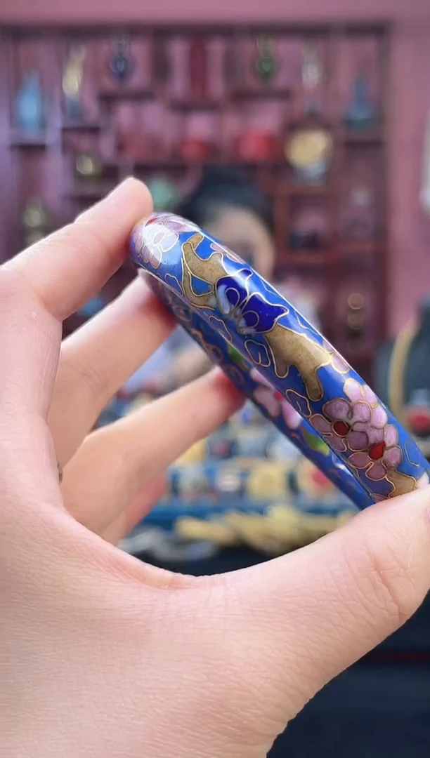 非遗 景泰蓝棍镯 55-60/宽版 湖蓝