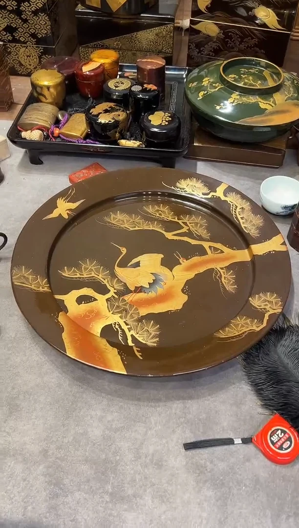 高肉金莳绘 赏盘 大漆漆器大漆漆器