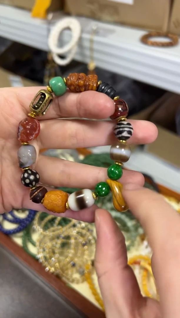 【闪购商品】玛瑙/玉髓手链未镶嵌藏式黄财财多宝玛瑙手串[1406]