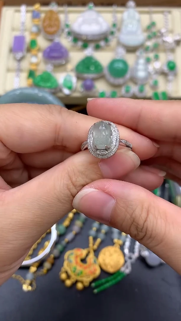 翡翠戒指18K金镶嵌376-中国好珍宝