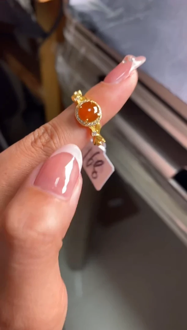 银S925镶嵌戒指翡翠天然A货翡翠