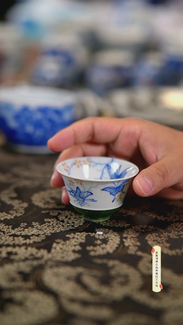 杯子陶瓷杯子陶瓷景德镇柴窑手绘柴窑茶具对杯U133