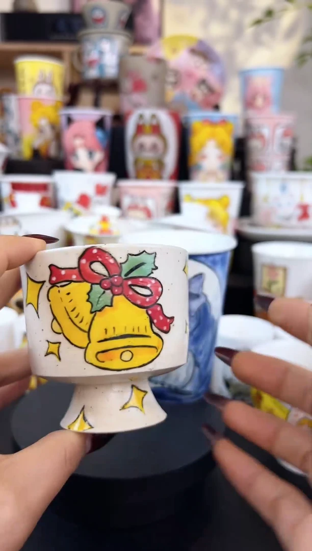 【闪购商品】摆件笙笙漫 手工手绘陶瓷杯杯