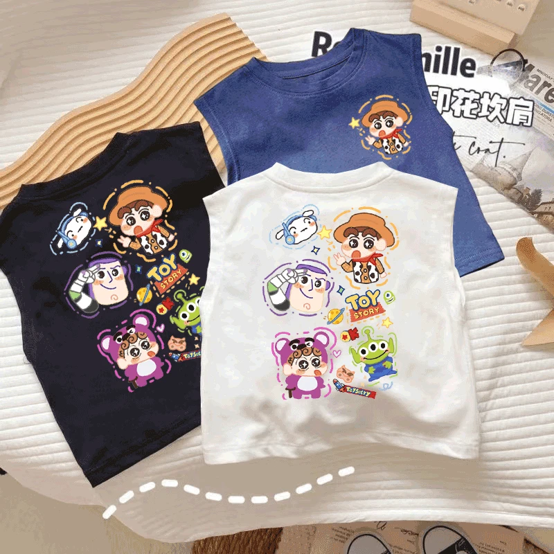 儿童夏季蜡笔小新背心纯棉无袖新款卡通宝宝打底洋气男童上衣外穿