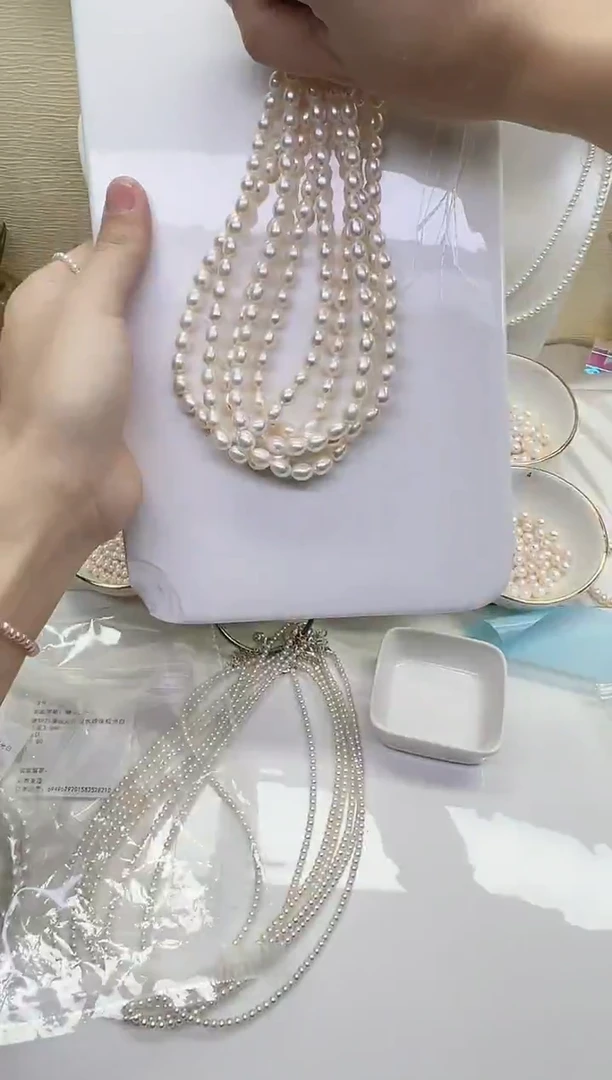 项链未镶嵌淡水珍珠青光白米胖子6-7mm