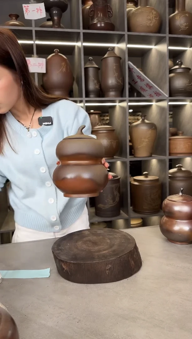 【闪购商品】罐本陶手作泥兴陶柴烧一斤装茶叶罐（盖子瑕疵