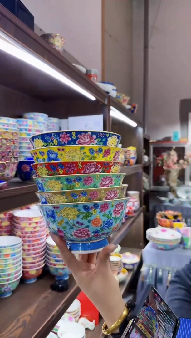 珐琅6英寸面碗6个景德镇陶瓷