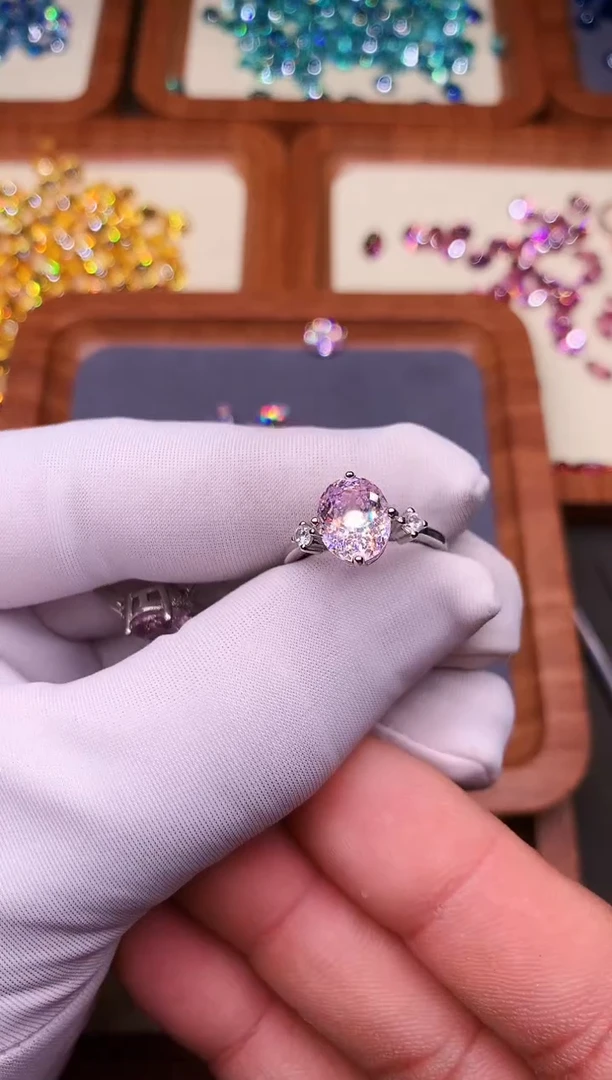 碧玺戒指银S925镶嵌·········