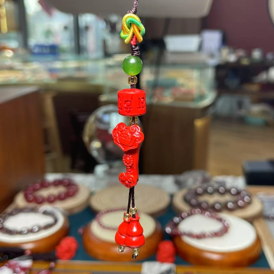 含辰砂工艺品手工编织朱砂如意挂件钥匙扣手机挂