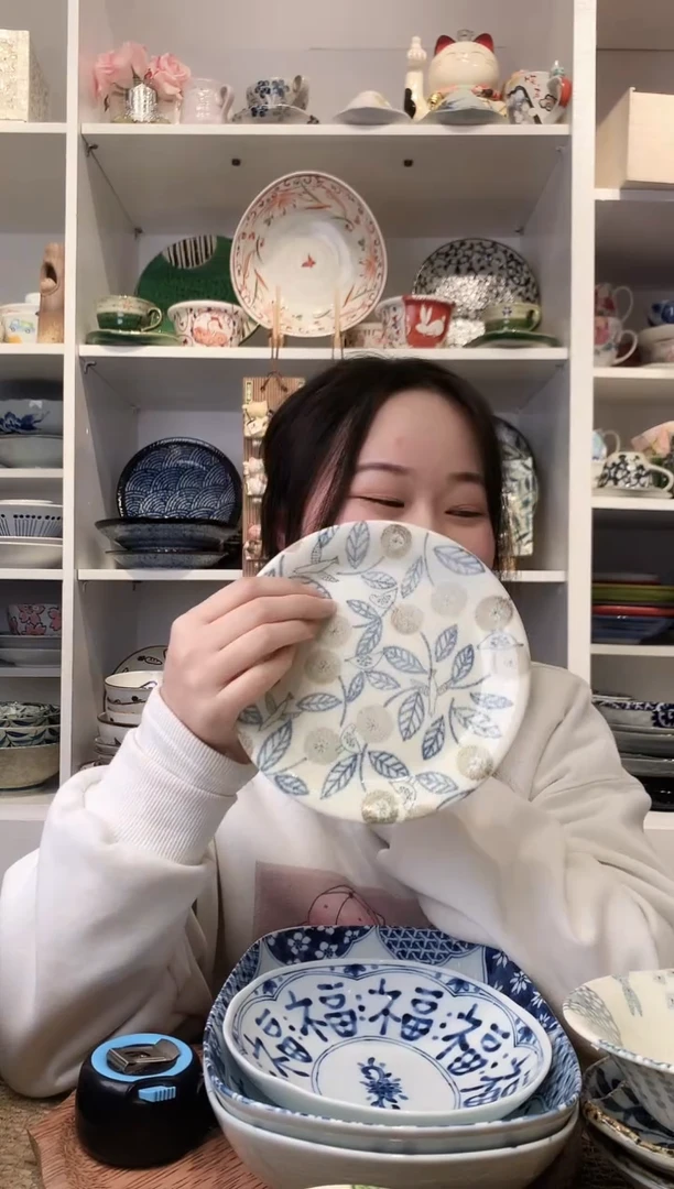 陶瓷加藤真治花之音大盘21.5cm