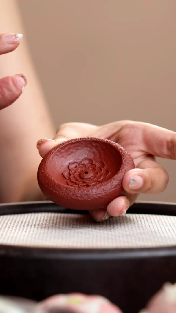 茶壶紫砂朱泥莲花香插