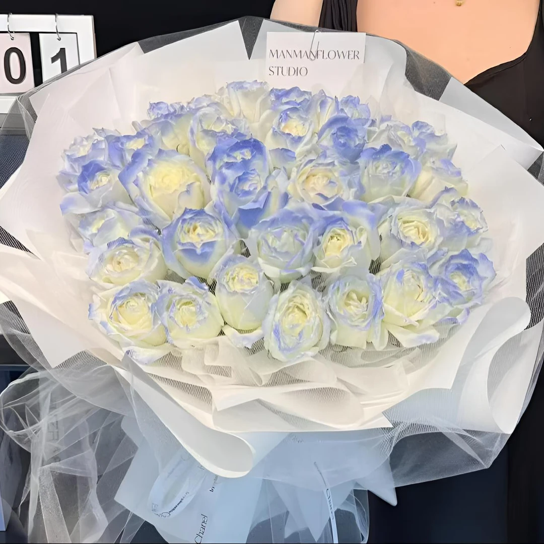 【星辰大海】33朵碎冰蓝玫瑰花生日表白鲜花送女友