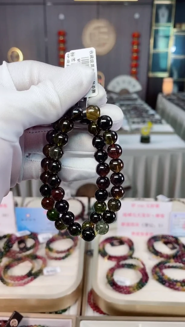 未镶嵌收藏级老矿碧玺单圈手串9mm+碧玺xion多样性发一条