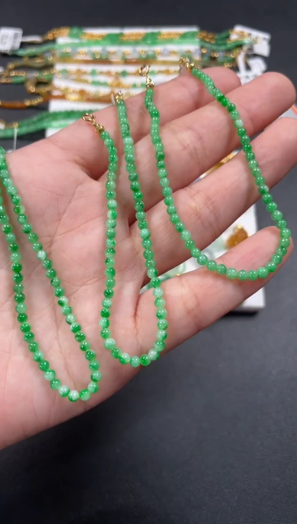 套链18K金镶嵌翡翠多样性  发货一条   P519