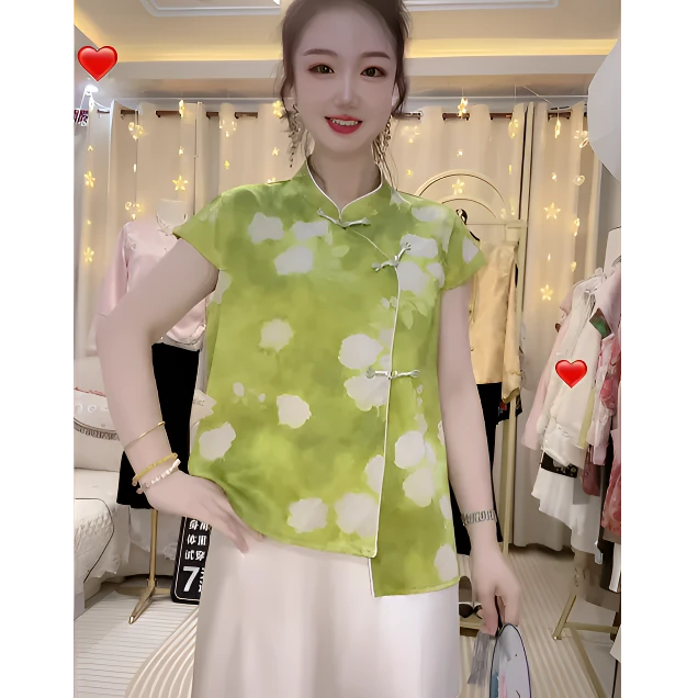 【现货】夏季新中式高级感提花盘扣马甲新款国风宽松优雅时尚上衣女