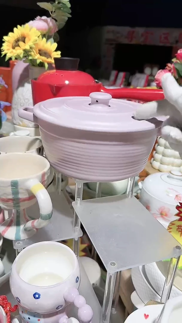 【闪购商品】瓷片双耳带盖汤碗微瑕 凑满20元包邮