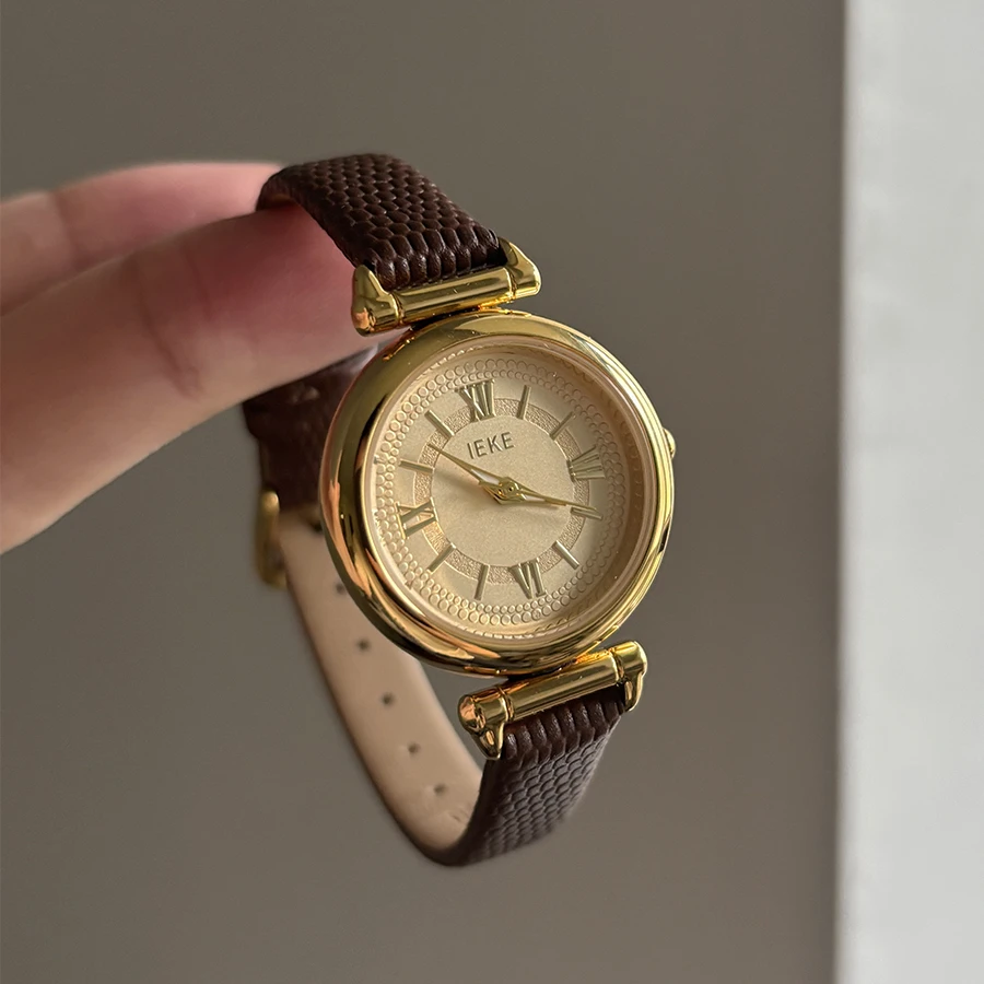 Rune鹿娜《晴》法式复古简约小众文艺百搭ins女士防水石英表手表