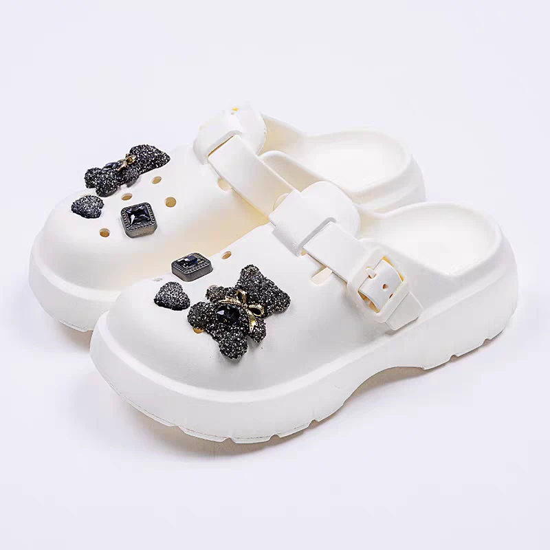 注塑女中跟青年女款日常休闲洞洞鞋韩版网红欧若假日风厚底凉鞋