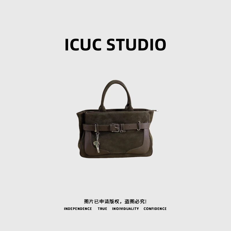ICUC STUDIO-【氛围感托特包】磨砂牛皮手提斜挎包