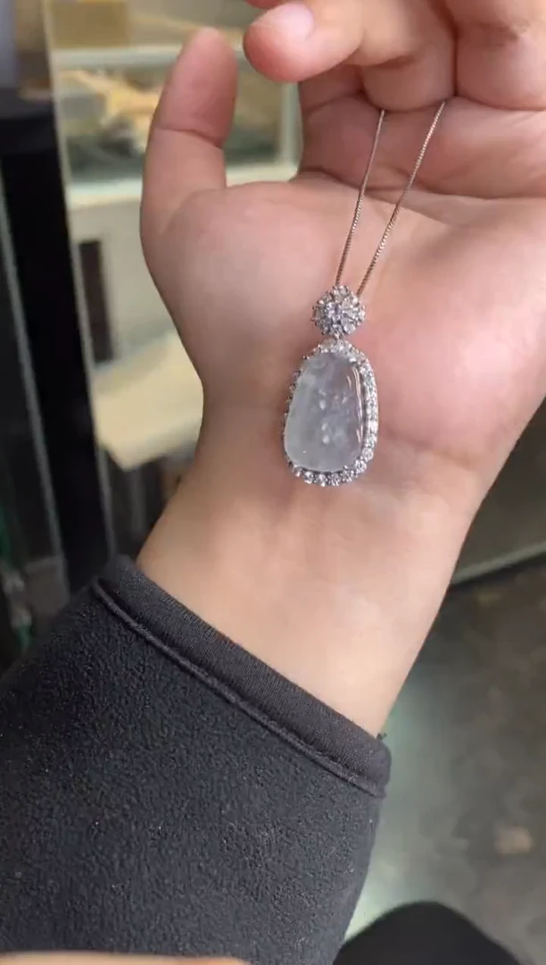 吊坠(不含链)银S925镶嵌翡翠银镶嵌翡翠吊坠