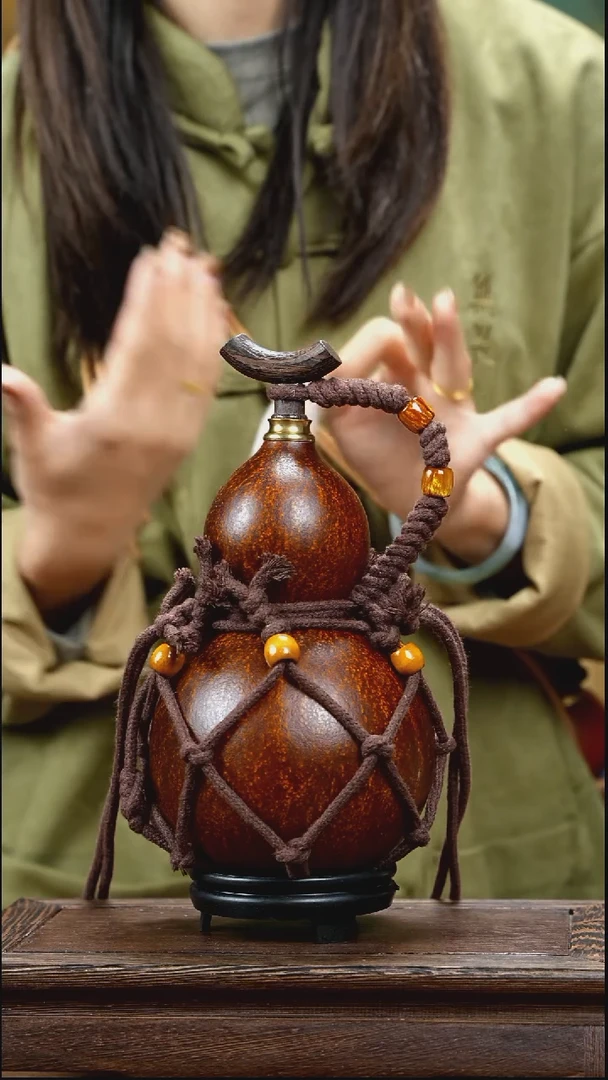 YU072复古网兜款天然酒葫芦（一物一拍）