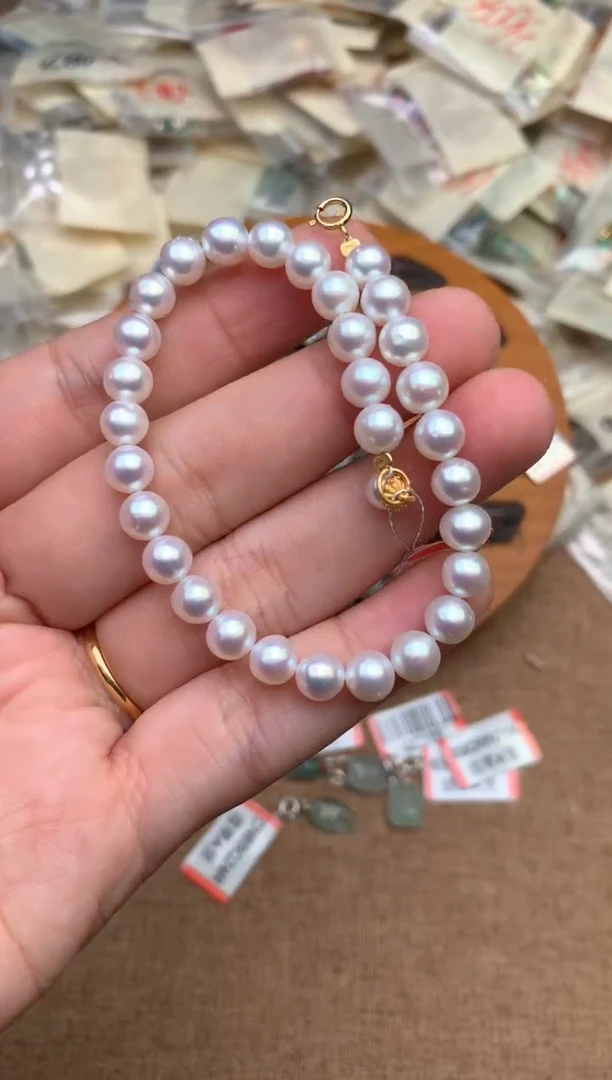 银S925镶嵌手链淡水珍珠一