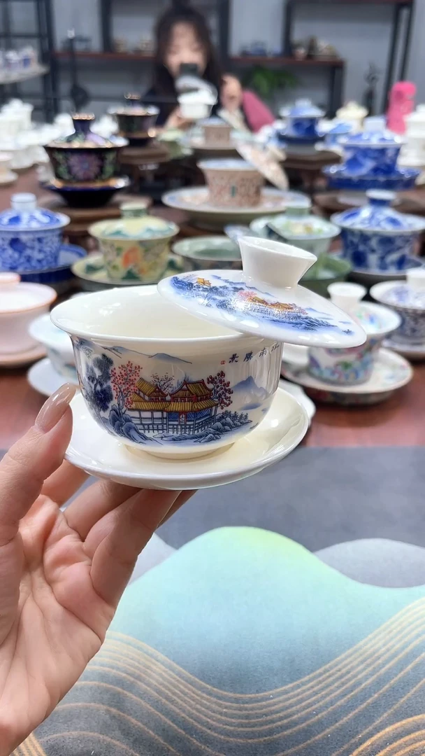 【闪购商品】小号元宝江南悬停盖碗