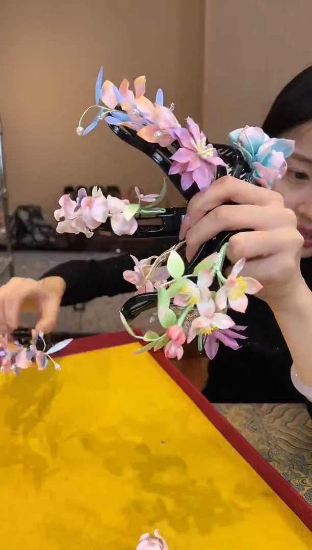 刺绣 瞎盒 非遗绒花（发饰）