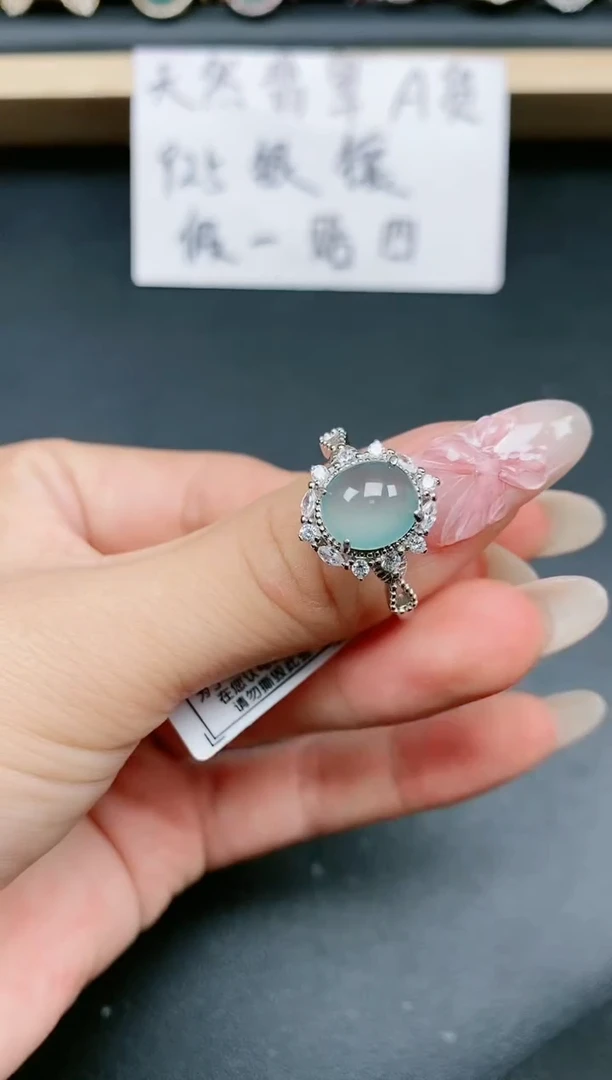 翡翠戒指银S925镶嵌111111