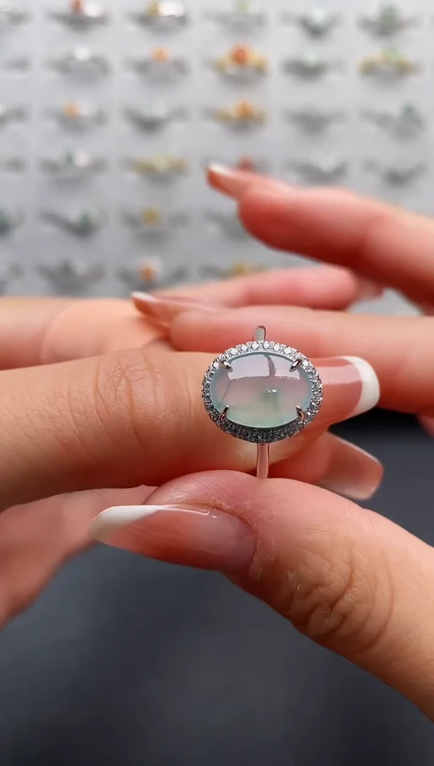 银S925镶嵌戒指翡翠1111111+10