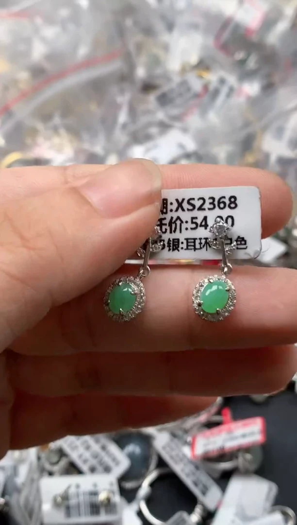翡翠戒指银S925镶嵌天然A货缅甸翡翠