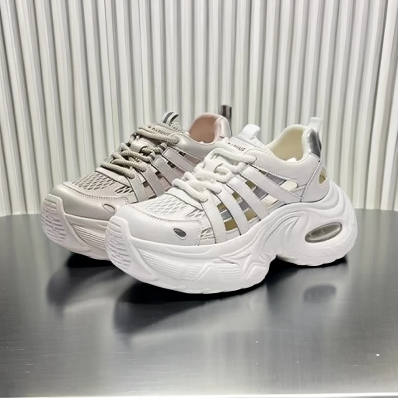 厚底老爹鞋女2025夏季新款镂空网面透气百搭ins潮轻便休闲运动鞋