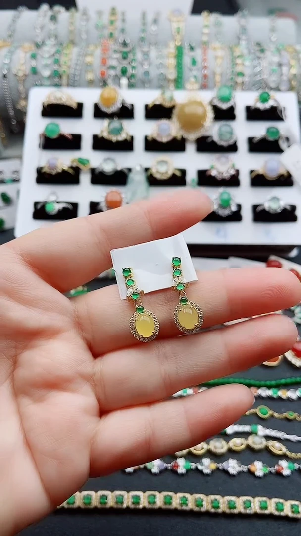 【闪购商品】翡翠耳饰银S925镶嵌1111