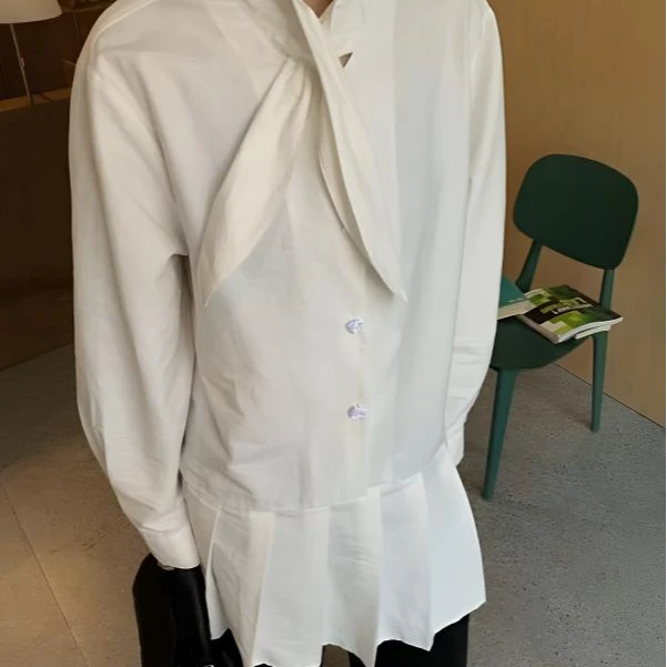 2025春季小众兔耳领女装休闲上衣长袖气质衬衫落肩袖XX365