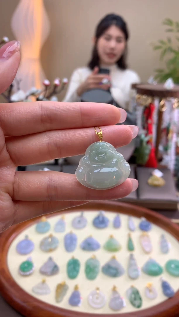 【闪购商品】翡翠颈饰18K金镶嵌佛公